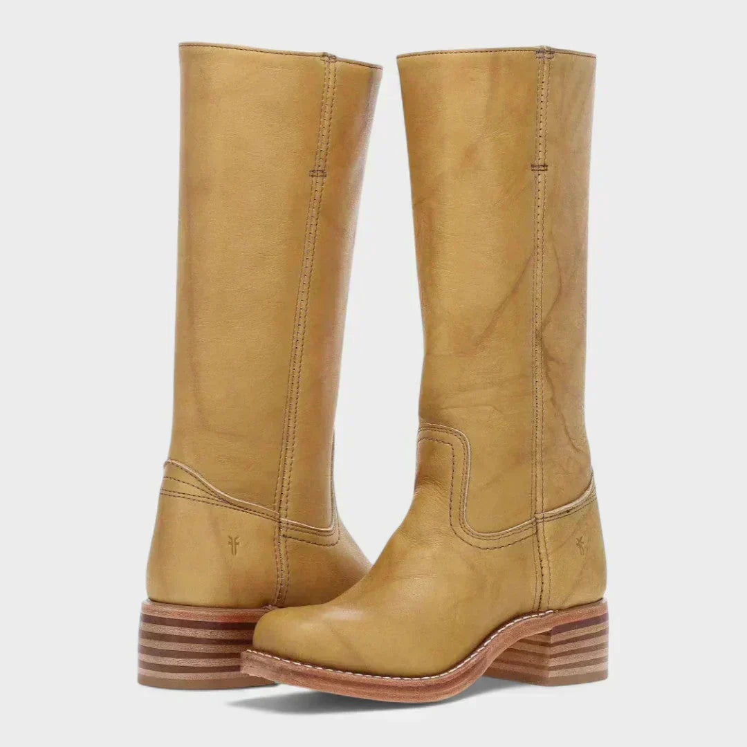 Livia | Women's Knee-High Boots with Retro Silhouette & Block Heel