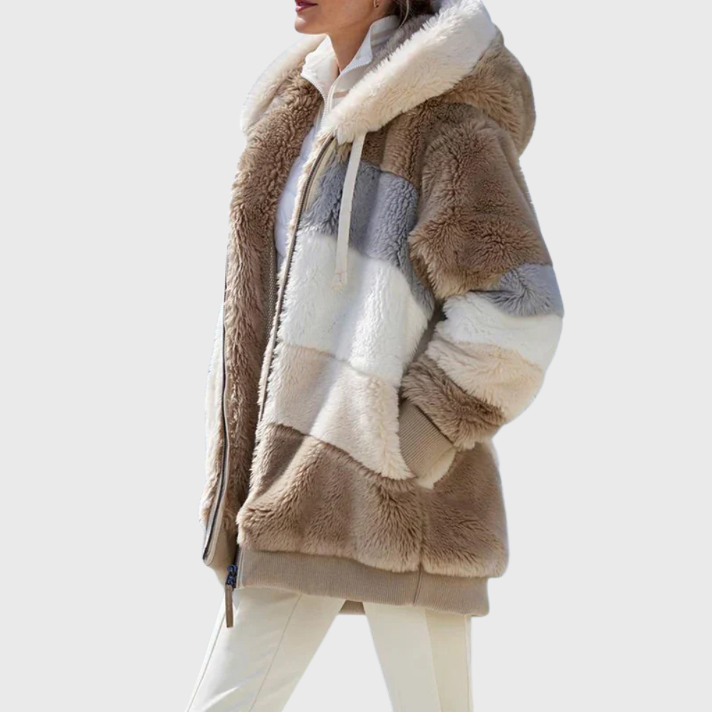 Angela | Cozy Multicolor Hooded Puffer Jacket