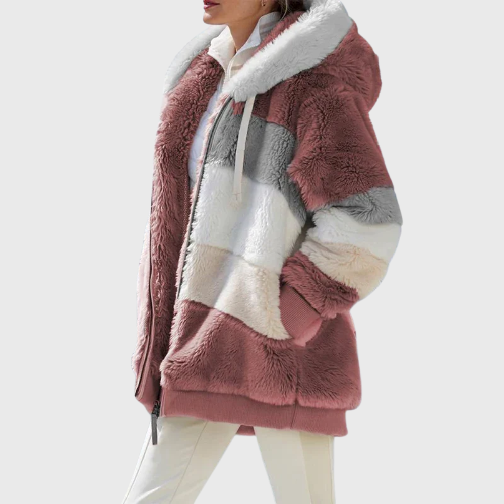 Angela | Cozy Multicolor Hooded Puffer Jacket