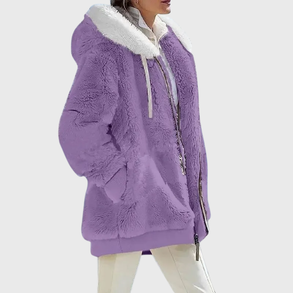 Angela | Cozy Multicolor Hooded Puffer Jacket
