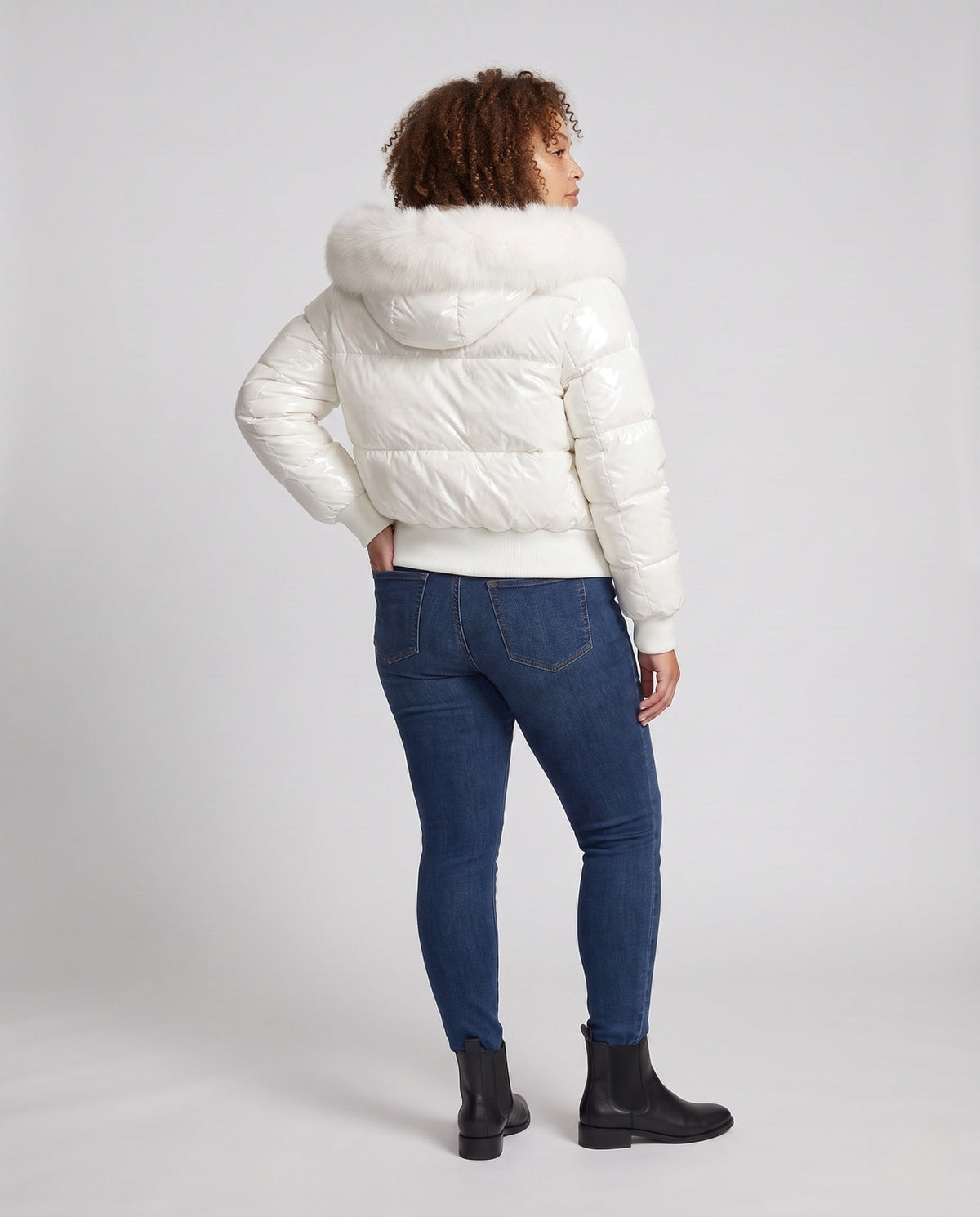Penelope | Short Puffer Jacket with Faux-Fur Hood for Women