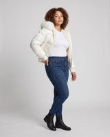 Penelope | Short Puffer Jacket with Faux-Fur Hood for Women