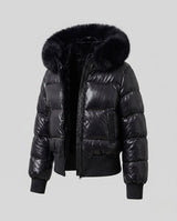 Penelope | Short Puffer Jacket with Faux-Fur Hood for Women