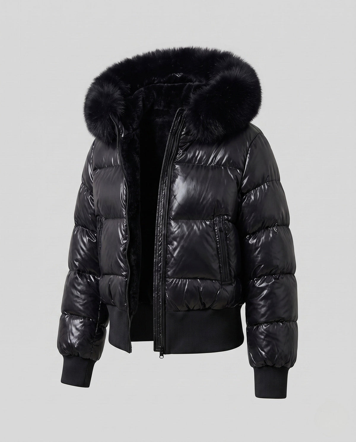 Penelope | Short Puffer Jacket with Faux-Fur Hood for Women