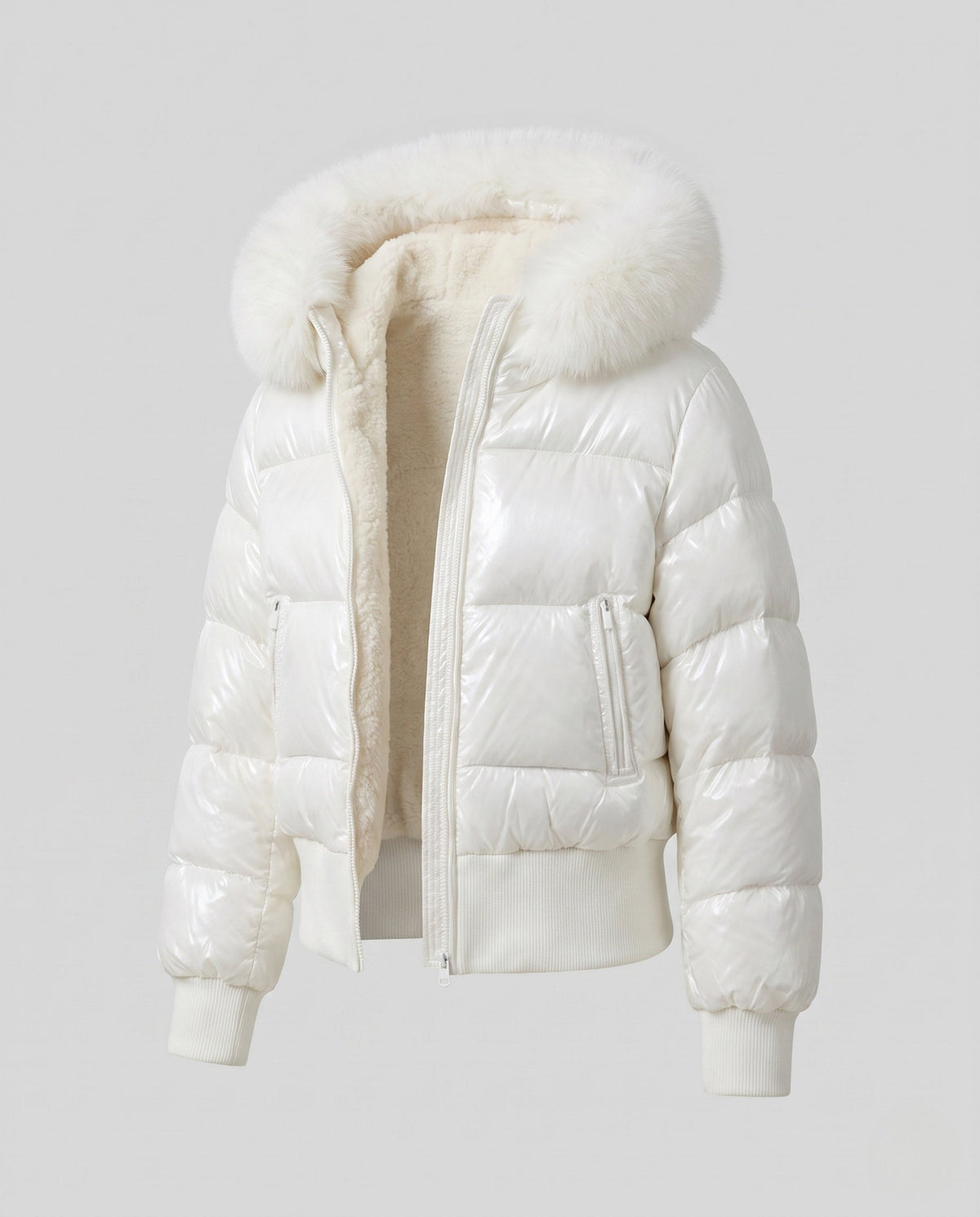 Penelope | Short Puffer Jacket with Faux-Fur Hood for Women