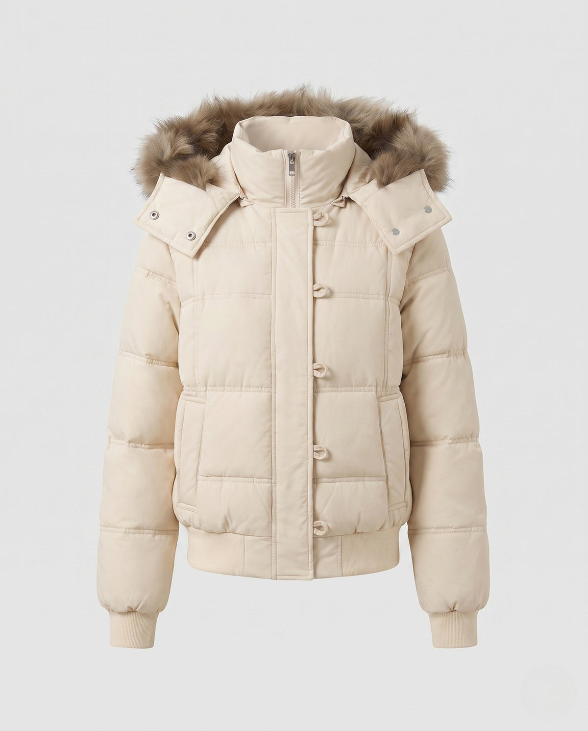 Nora | Short Puffer Jacket with Faux-Fur Hood for Women