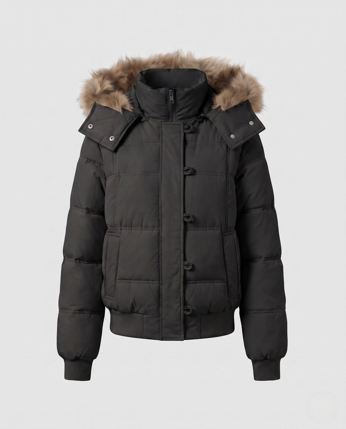 Nora | Short Puffer Jacket with Faux-Fur Hood for Women