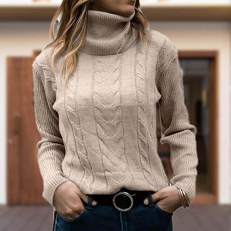 Wren | Cable-Knit Turtleneck Sweater with Ribbed Cuffs