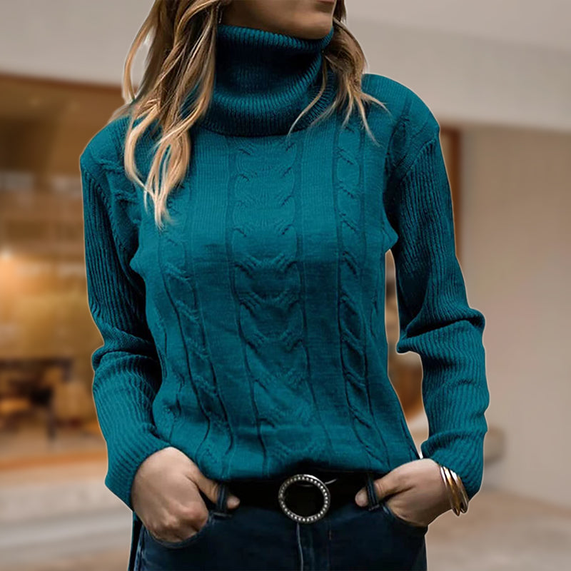 Wren | Cable-Knit Turtleneck Sweater with Ribbed Cuffs