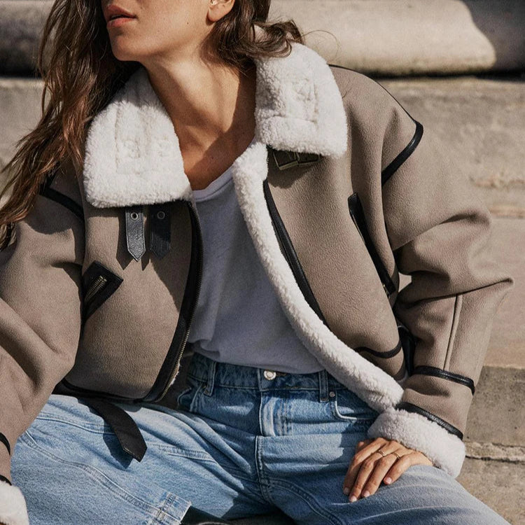 Pia | Veste multifonction en cuir kaki