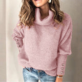 Harper | Knitted Turtleneck Sweater with Button-Detail Cuffs