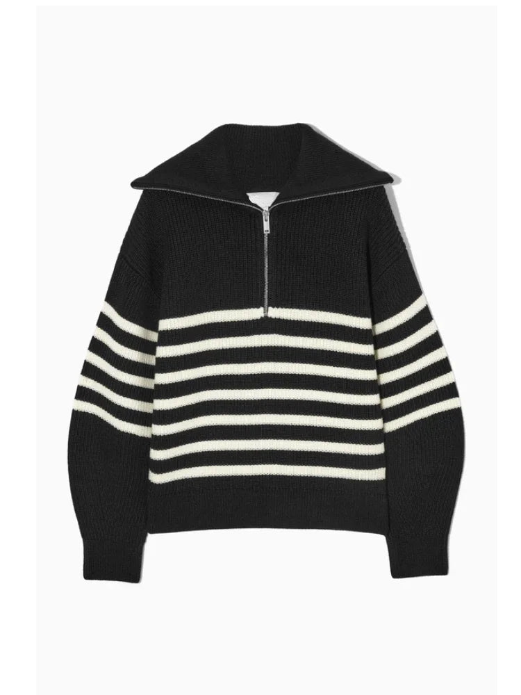 Ava | Wide Turtleneck Striped Sweater for Women