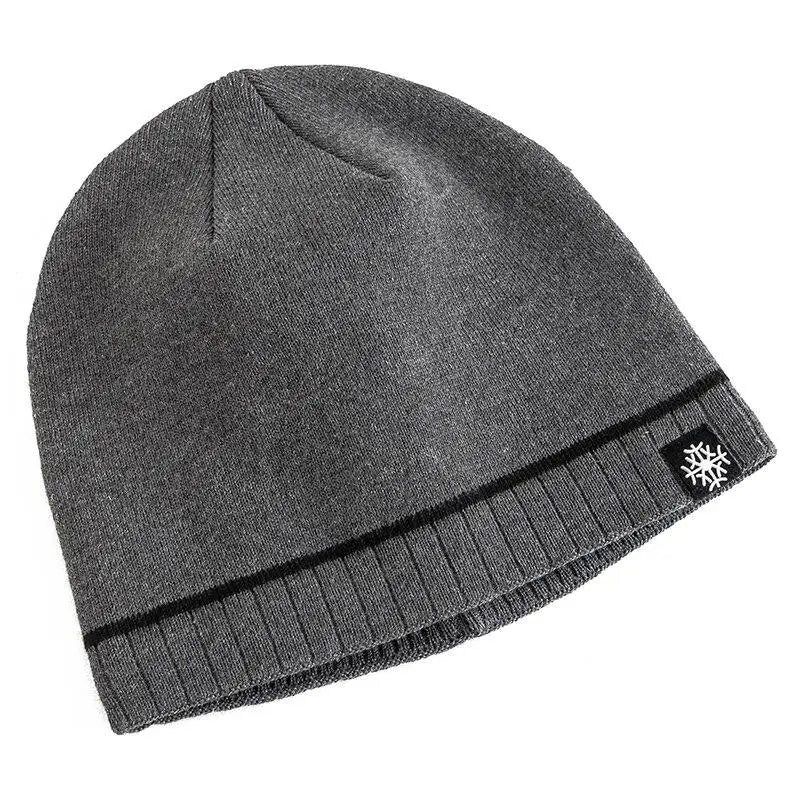 Luxury Knitted Winter Beanie for Men - Warm Ski Cap with Casual Snow Label Decor