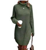 Elodie | Autumnal Knit Dress with Roll Neck
