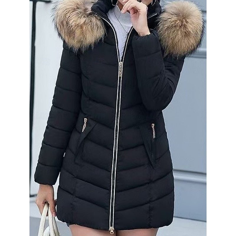 Flora | Quilted Puffer Jacket with Faux-Fur Hood