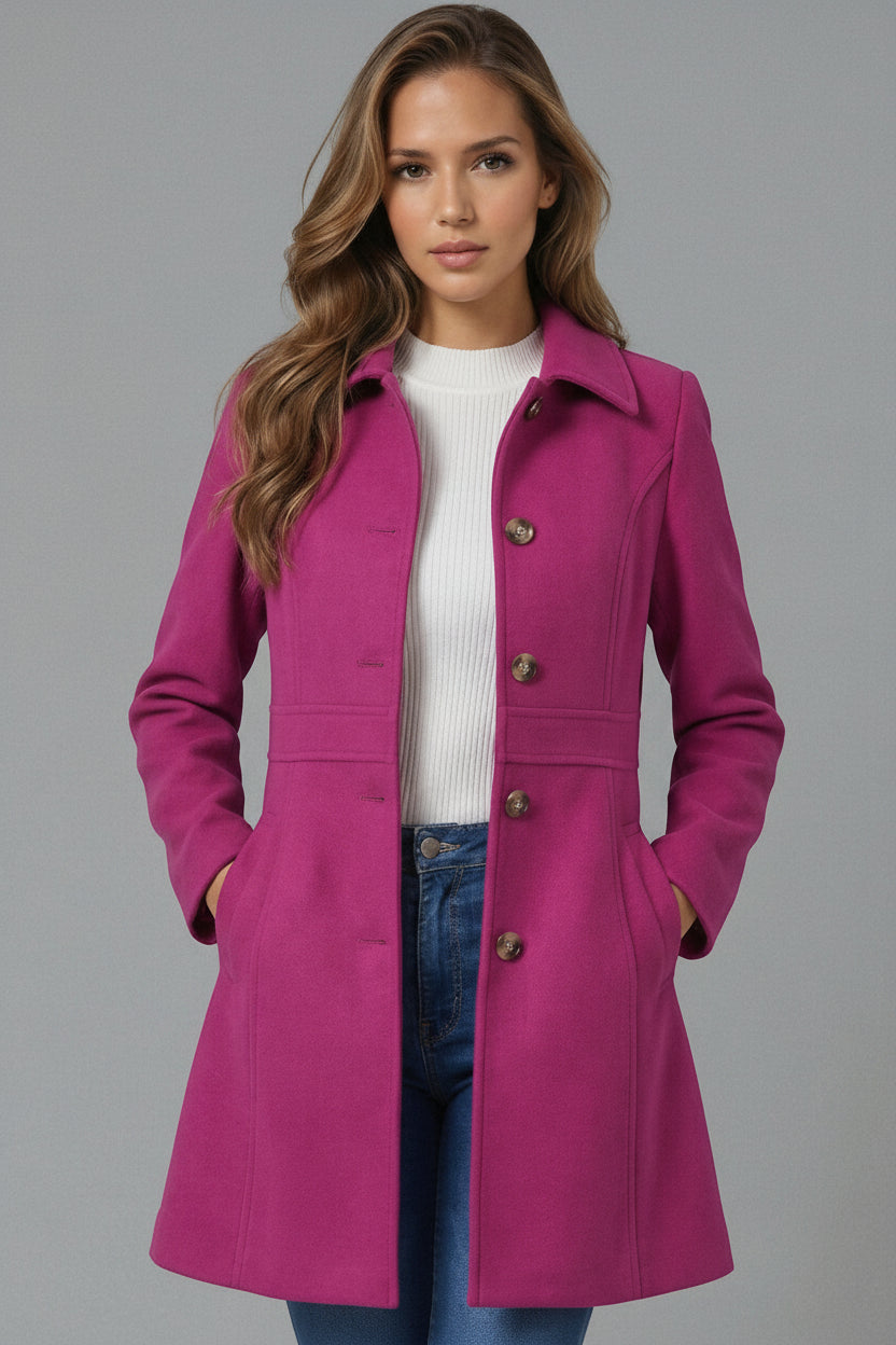 Vivienne | Elegant Long Tailored Coat with Button Closure