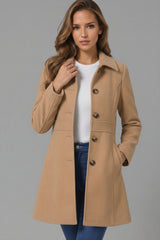 Vivienne | Elegant Long Tailored Coat with Button Closure