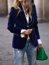 Laura | Tailored Velvet Blazer with Gold Buttons