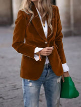 Laura | Tailored Velvet Blazer with Gold Buttons