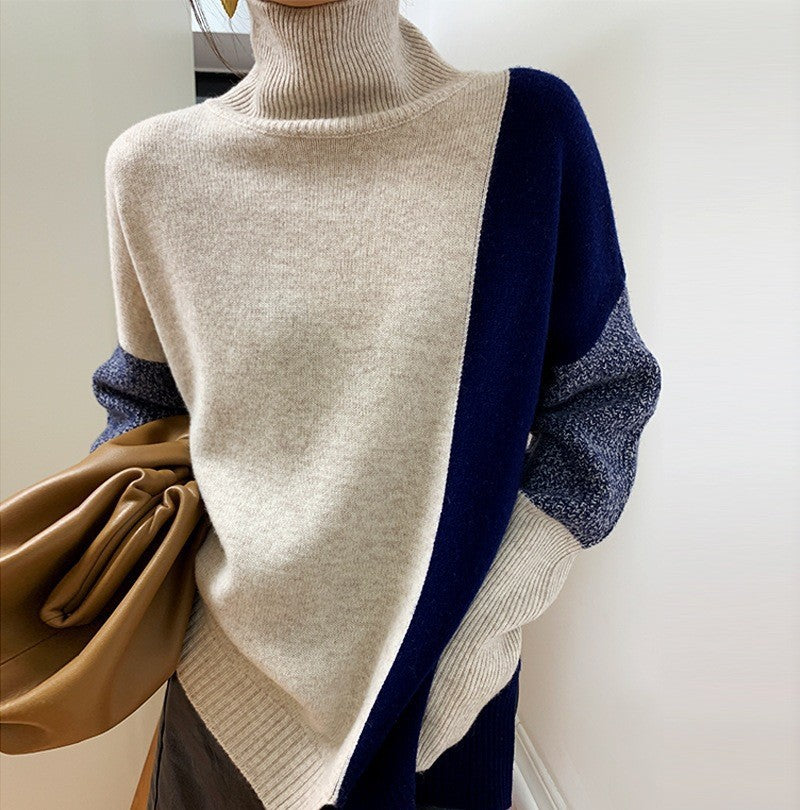 Elena | Color-Block Turtleneck Sweater for Women