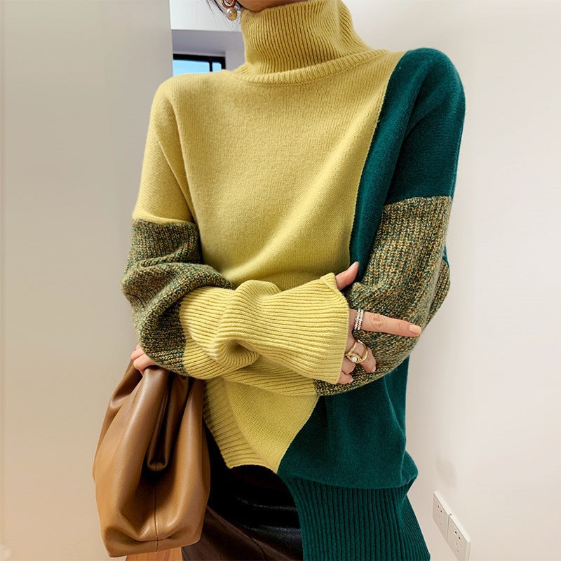Elena | Color-Block Turtleneck Sweater for Women