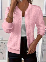 Daniela | Textured Knit Zip-Up Jacket with Baseball Collar