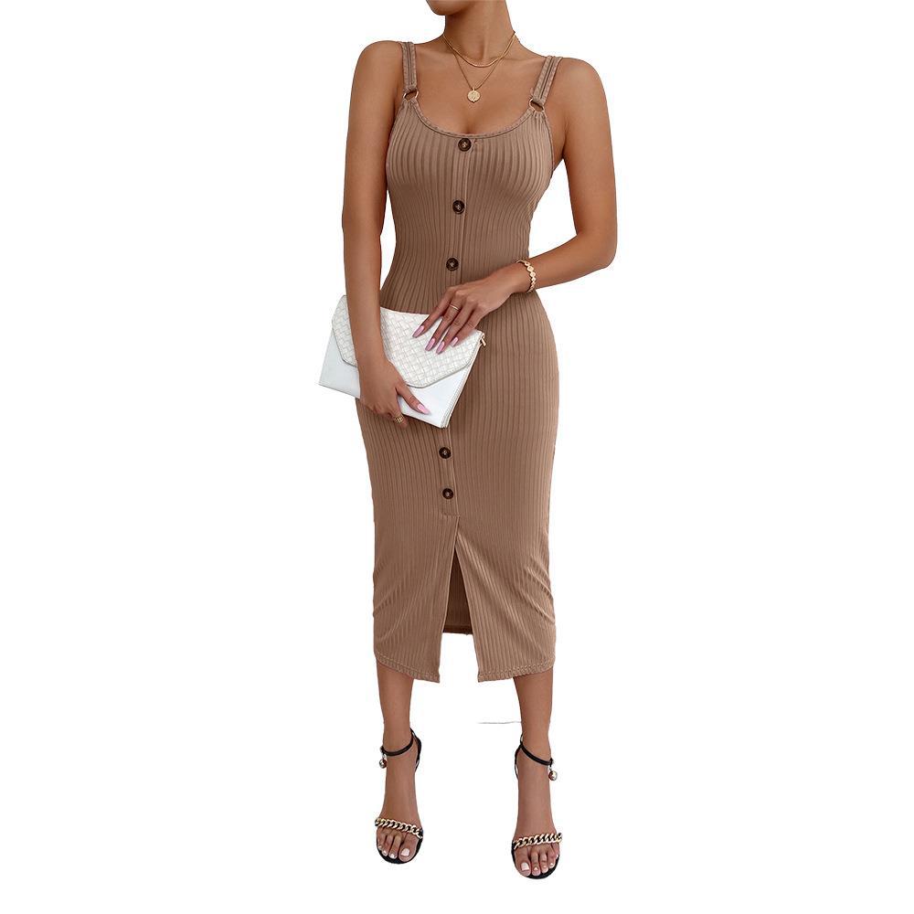 Rosalie | Slim-Fit Ribbed Knit Dress with Side Slit