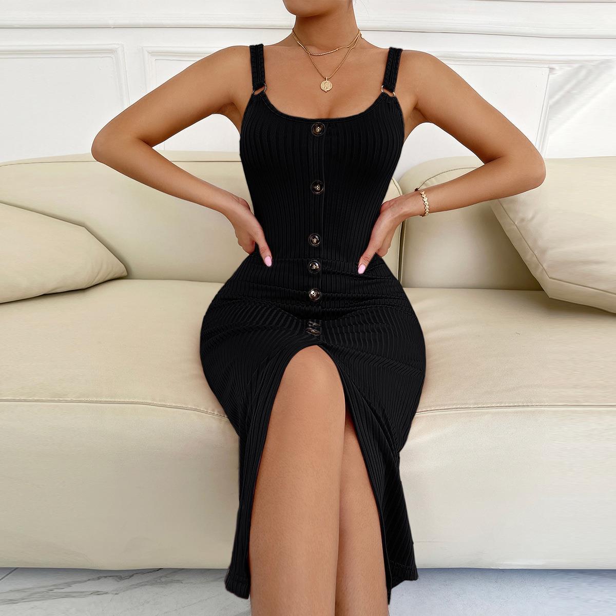 Rosalie | Slim-Fit Ribbed Knit Dress with Side Slit