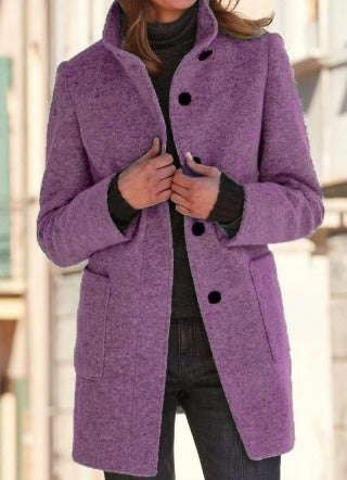 Clara | Classic Grey Winter Coat with Button Closure