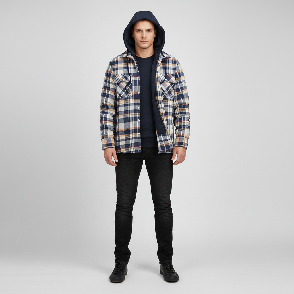Zelda | Warm Plaid Button-Up Jacket for Men
