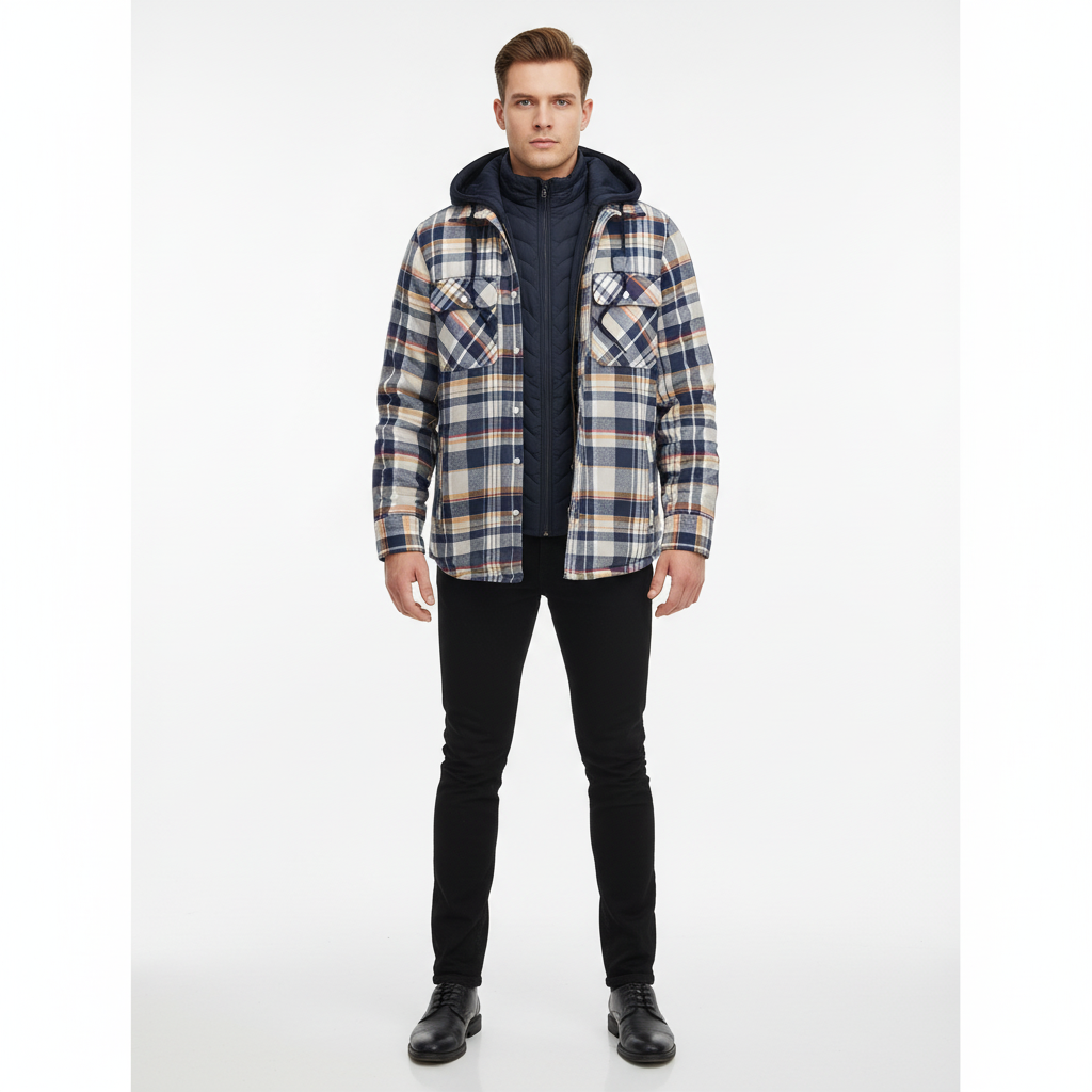 Zelda | Warm Plaid Button-Up Jacket for Men