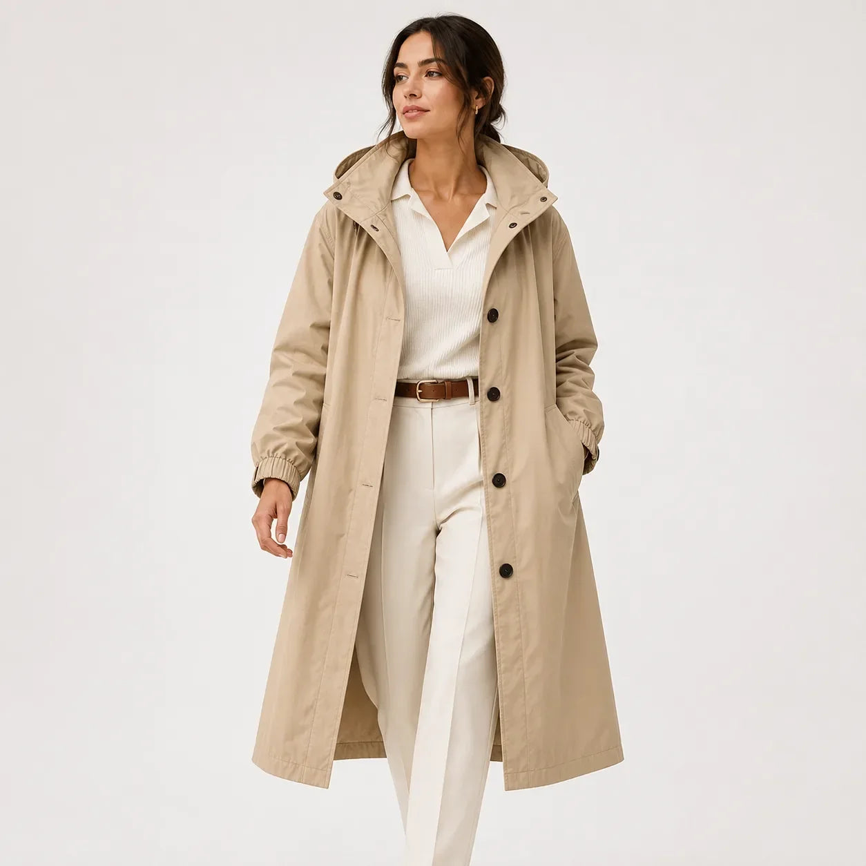 Hannah | Women's Hooded Water-Repellent Longline Coat