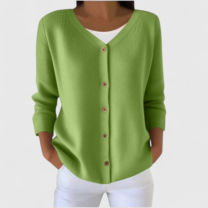 Wanda | Elegant V-Neck Button-Down Cardigan