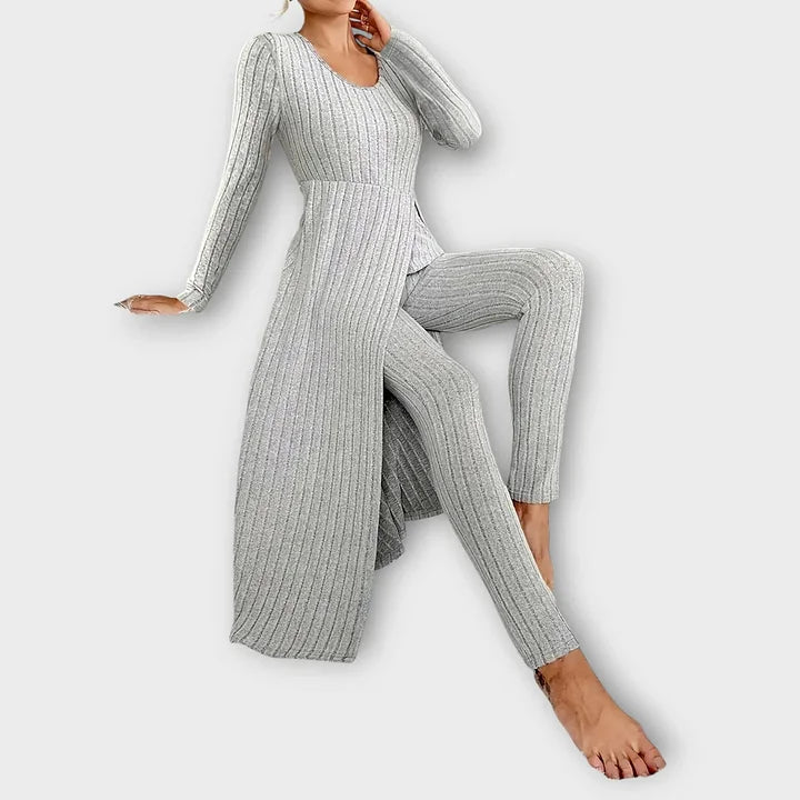 Bella | Casual Knit Dress with Side Slit and Leggings Set