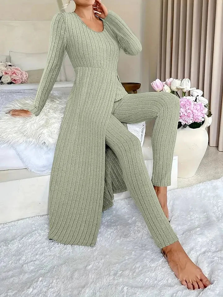 Bella | Casual Knit Dress with Side Slit and Leggings Set