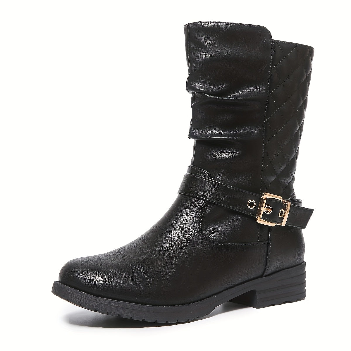 Elara | Women's Gathered Shaft Buckle Ankle Boots