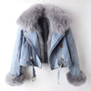 Renata | Denim Moto Jacket with Faux-Fur Trim