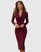 Camille | Women's Double-Breasted Blazer Midi Dress