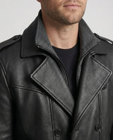 Gabriel | Double-Breasted Leather Trench Coat for Men