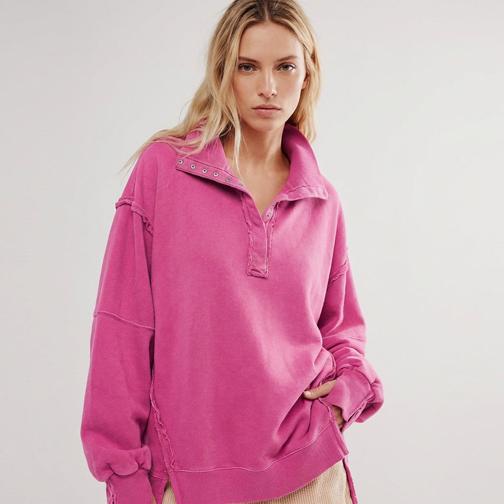 Daphne | Oversized Henley Pullover for Women