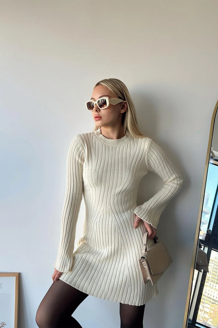 Kendra | Long Sleeve Rib Knit Mini Dress