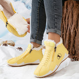 Leona | Lace-Up Faux Leather Winter Boots with Side Zipper