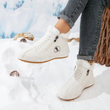 Leona | Lace-Up Faux Leather Winter Boots with Side Zipper