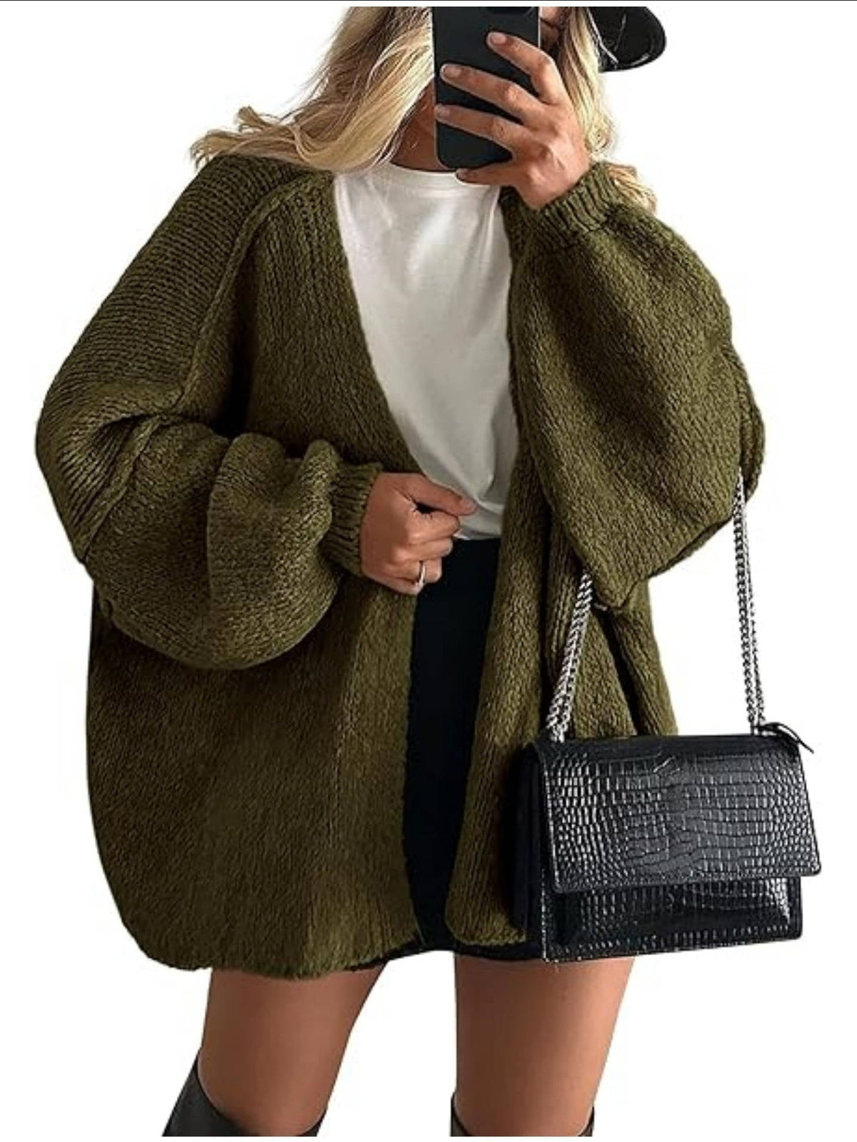 Elena | Oversized Knit Cardigan with Open Front