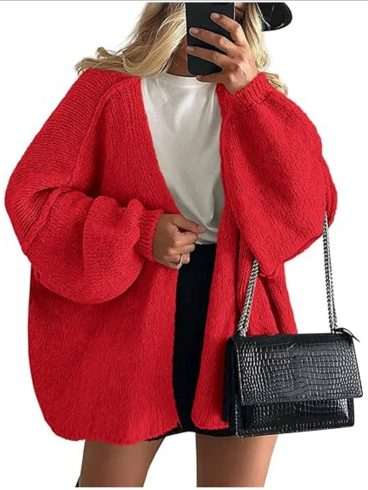 Elena | Oversized Knit Cardigan with Open Front