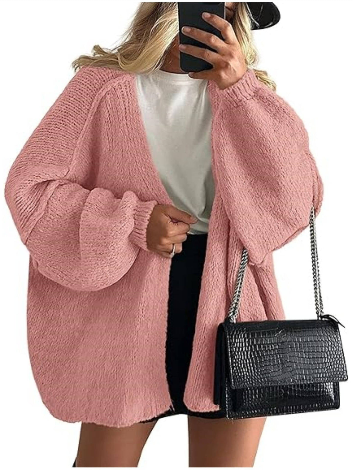 Elena | Oversized Knit Cardigan with Open Front
