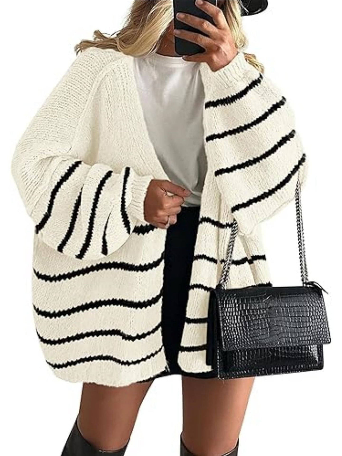 Elena | Oversized Knit Cardigan with Open Front