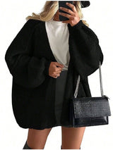 Elena | Oversized Knit Cardigan with Open Front