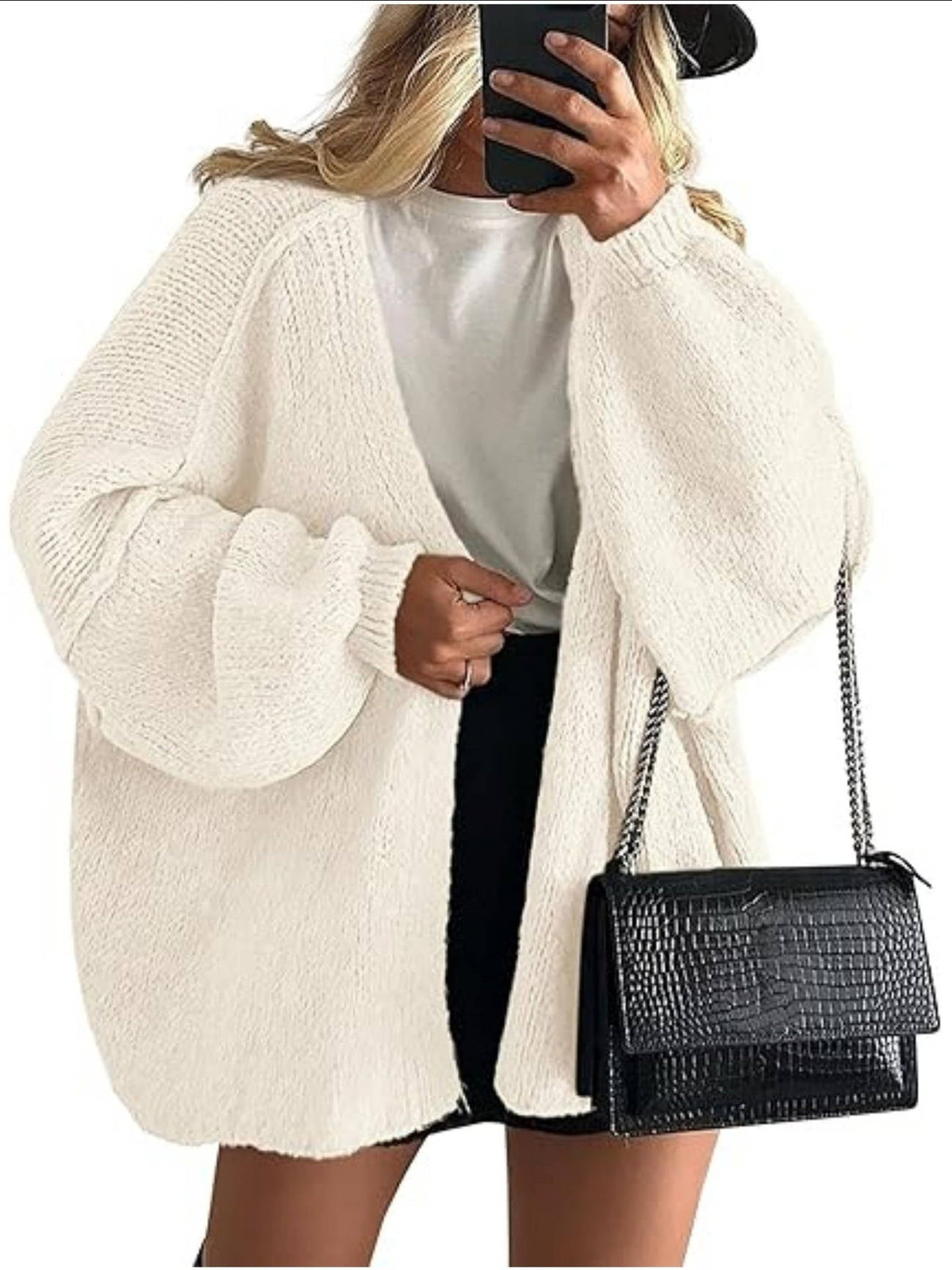 Elena | Oversized Knit Cardigan with Open Front