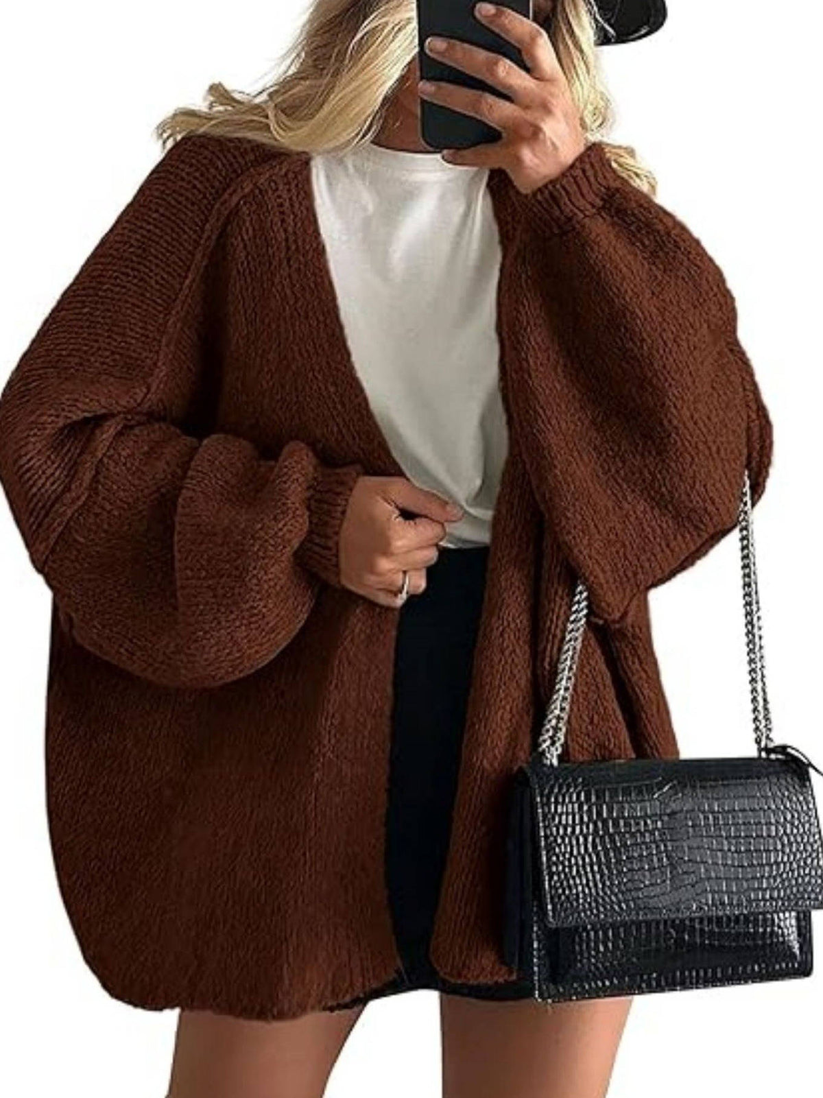 Elena | Oversized Knit Cardigan with Open Front